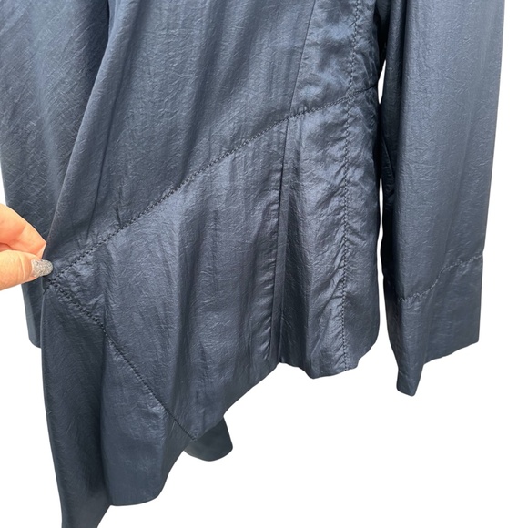 PURE DKNY BLUE SILK WATERFALL FRONT OPEN JACKET COAT - Picture 4 of 13